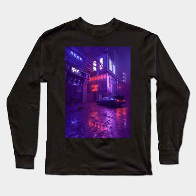 Cyber nights Long Sleeve T-Shirt by skiegraphicstudio